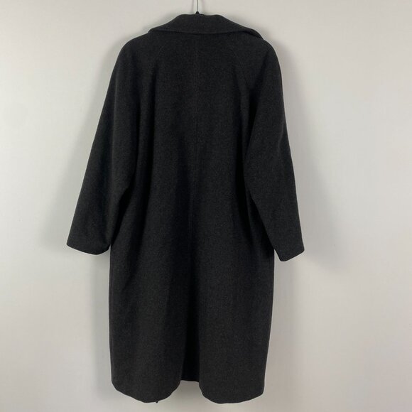 Fleurette Cashmere Merino Wool Coat Size 10 Charcoal Gray Open Front Pockets - Picture 7 of 11